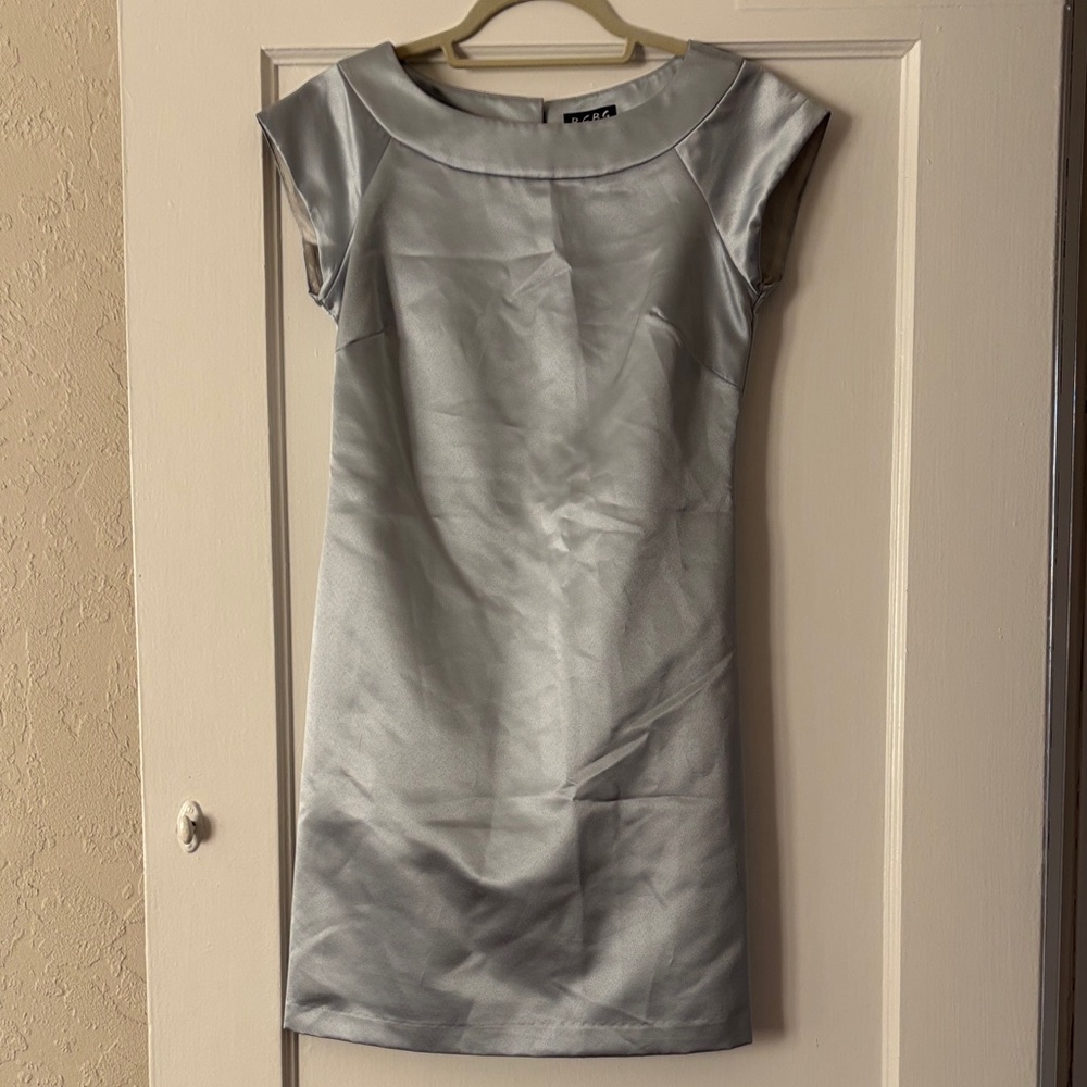 BCBG Paris Silver Cap Sleeve Mini Cocktail Party Dress